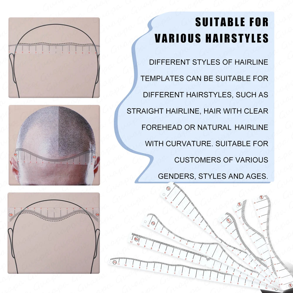 Scalp Hairline Drawing Ruler Stencil for Micropigmentation Multiple Style for Men & Women Hairline Design Precision Tool for SMP